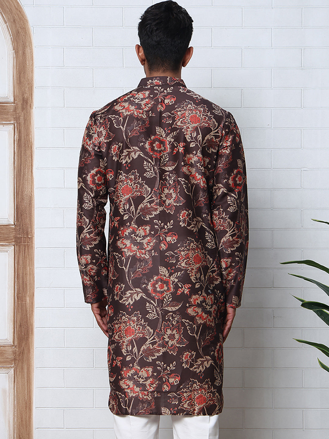 Cotton Blend Floral Printed Kurtas ( ANMKO 294Coffee )  [RT] [M-5]