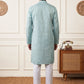 Men's Foil Print Traditional Kurta Pyjama ( 65KP W F 5642 Sky )