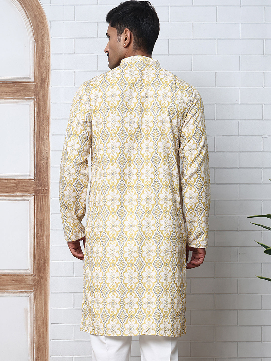Thread Work & Printed Cotton Blend Kurtas ( ANMKO 297Yellow )  [RT] [D-3]