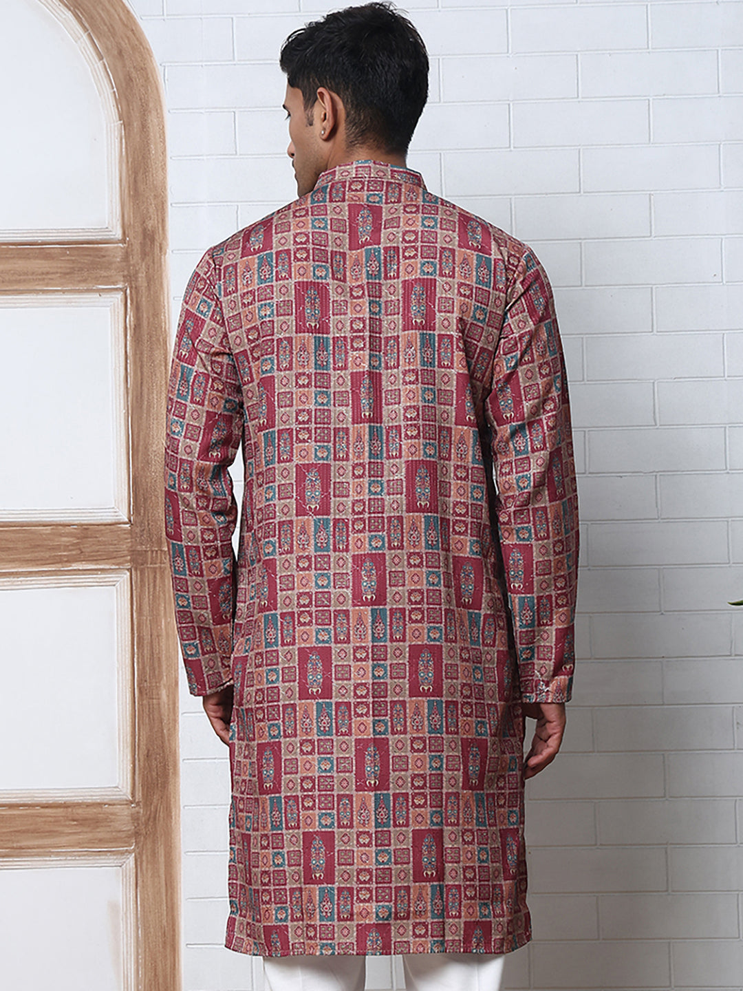 Thread Work & Printed Cotton Blend Kurtas ( ANMKO 297Maroon )  [RT] [D-3]