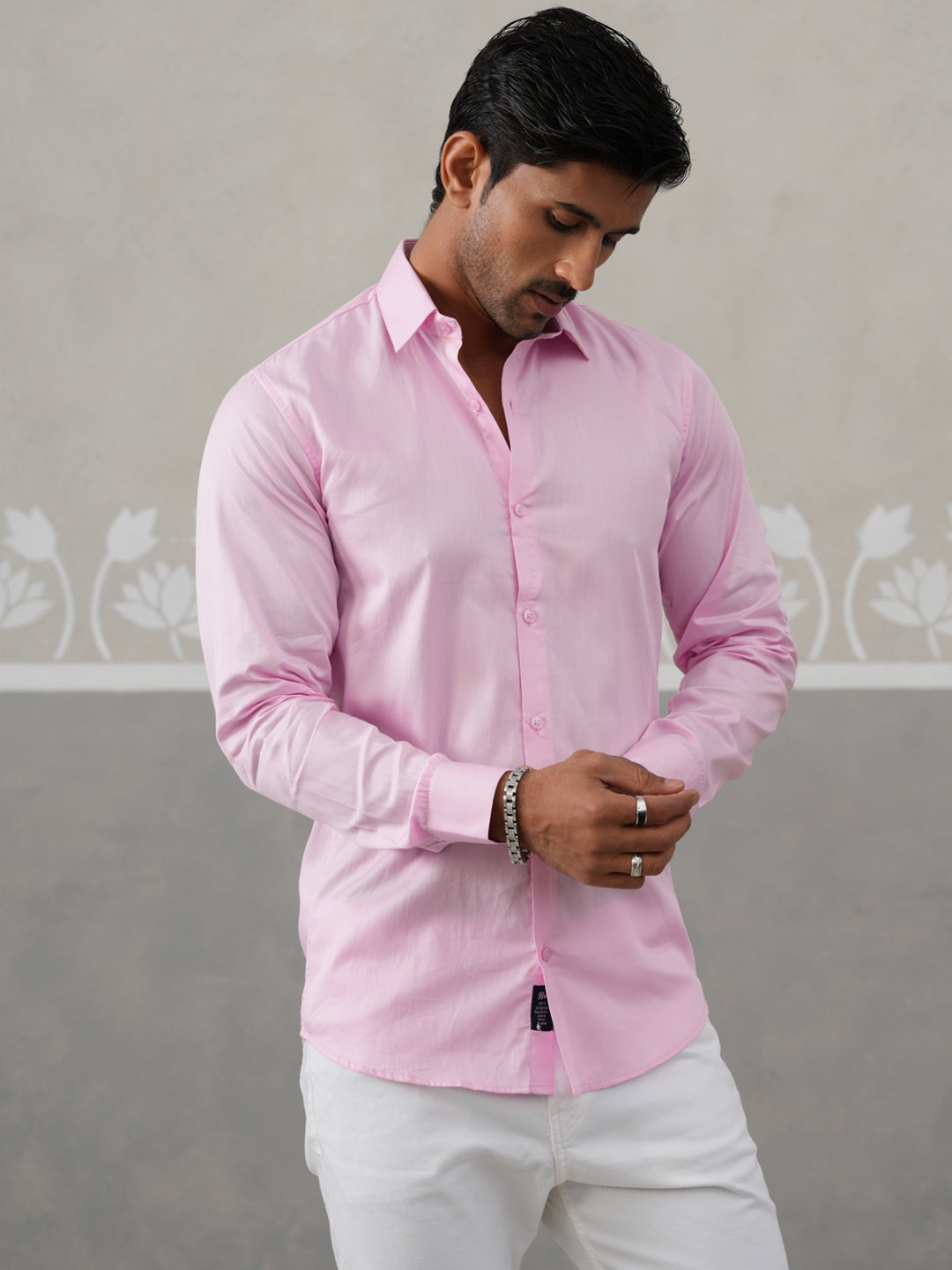 Satin Lycra Solid Casual Shirt for Men ( RDSH 008Pink )