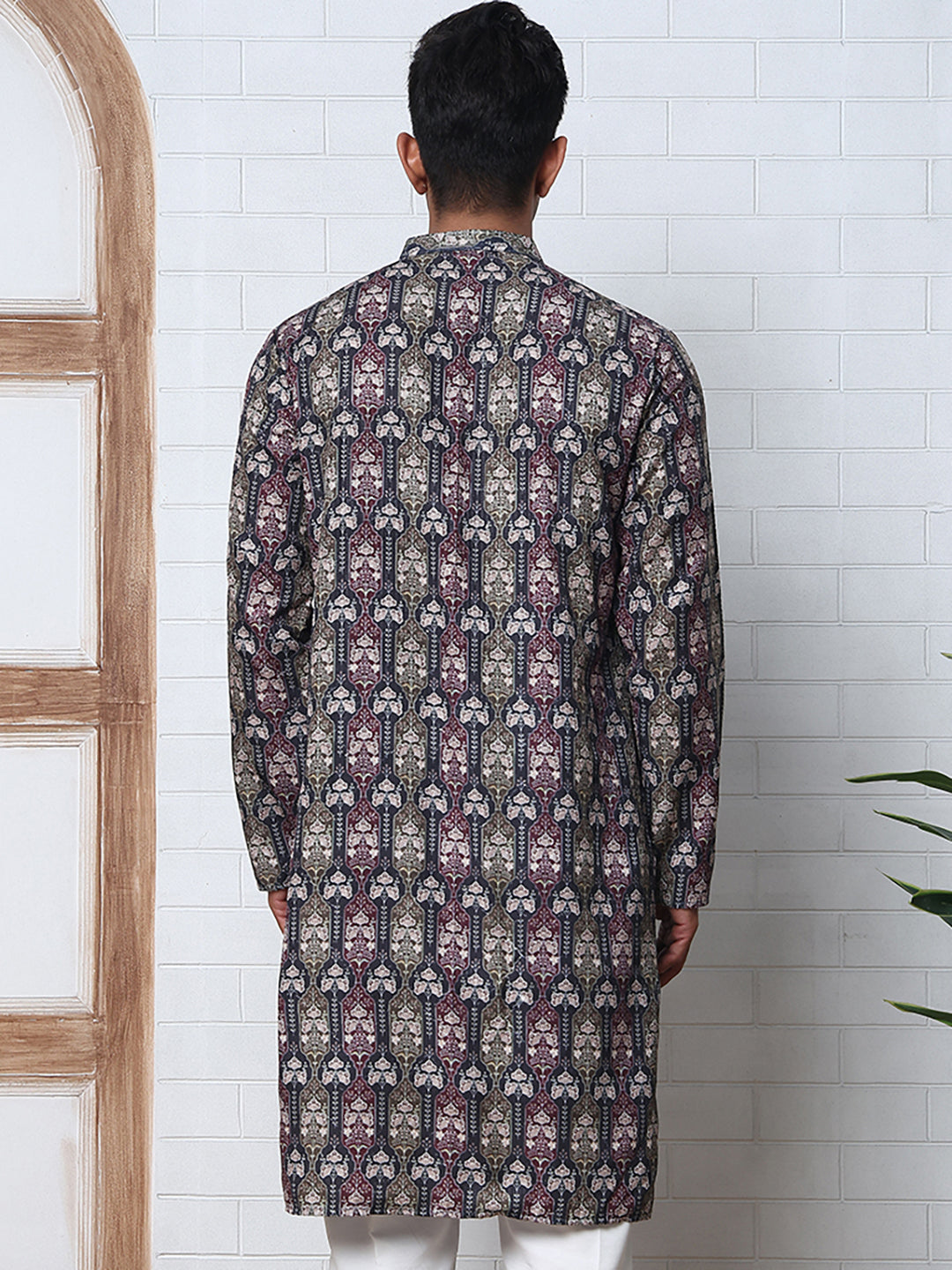 Thread Work & Printed Cotton Blend Kurtas ( ANMKO 297Navy )  [RT] [D-3]