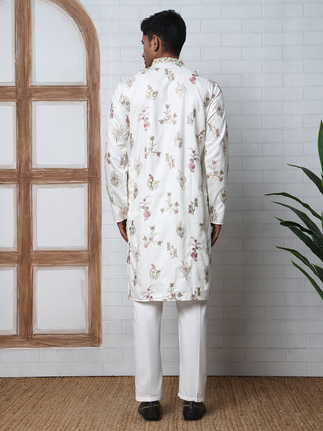 Silk Blend Floral Embroidered Kurtas ( HOPKO 010White )  [RT] [P-6]