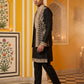 Men's Embroidered Waistcoat and Kurta Pyjama ( JOKPWCS 5054Black )