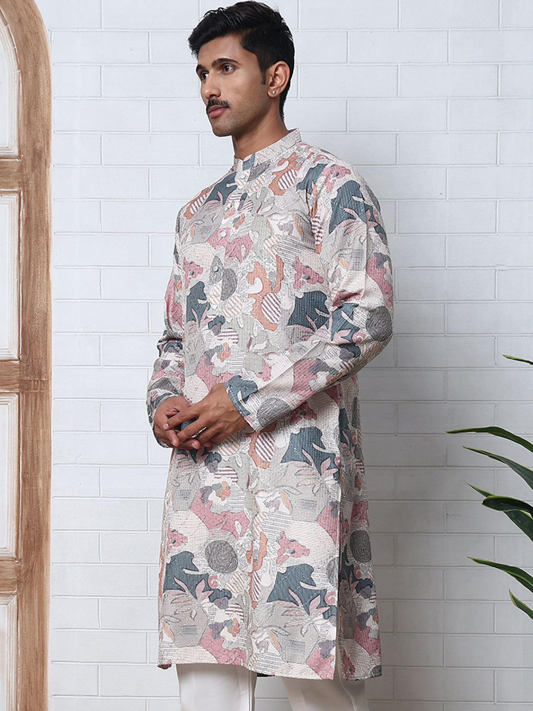 Thread Work & Printed Cotton Blend Kurtas ( ANMKO 297Multi )  [RT] [D-3]