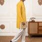 Men's Silk-Blend Embroidered Kurta with Korean Pants ( 65KP PJ11W S 5637 Mustard )