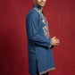 Men's Japanese Fabric Embroidered Kurta ( 65KO 5592Peacock ) [FF] [G-4]