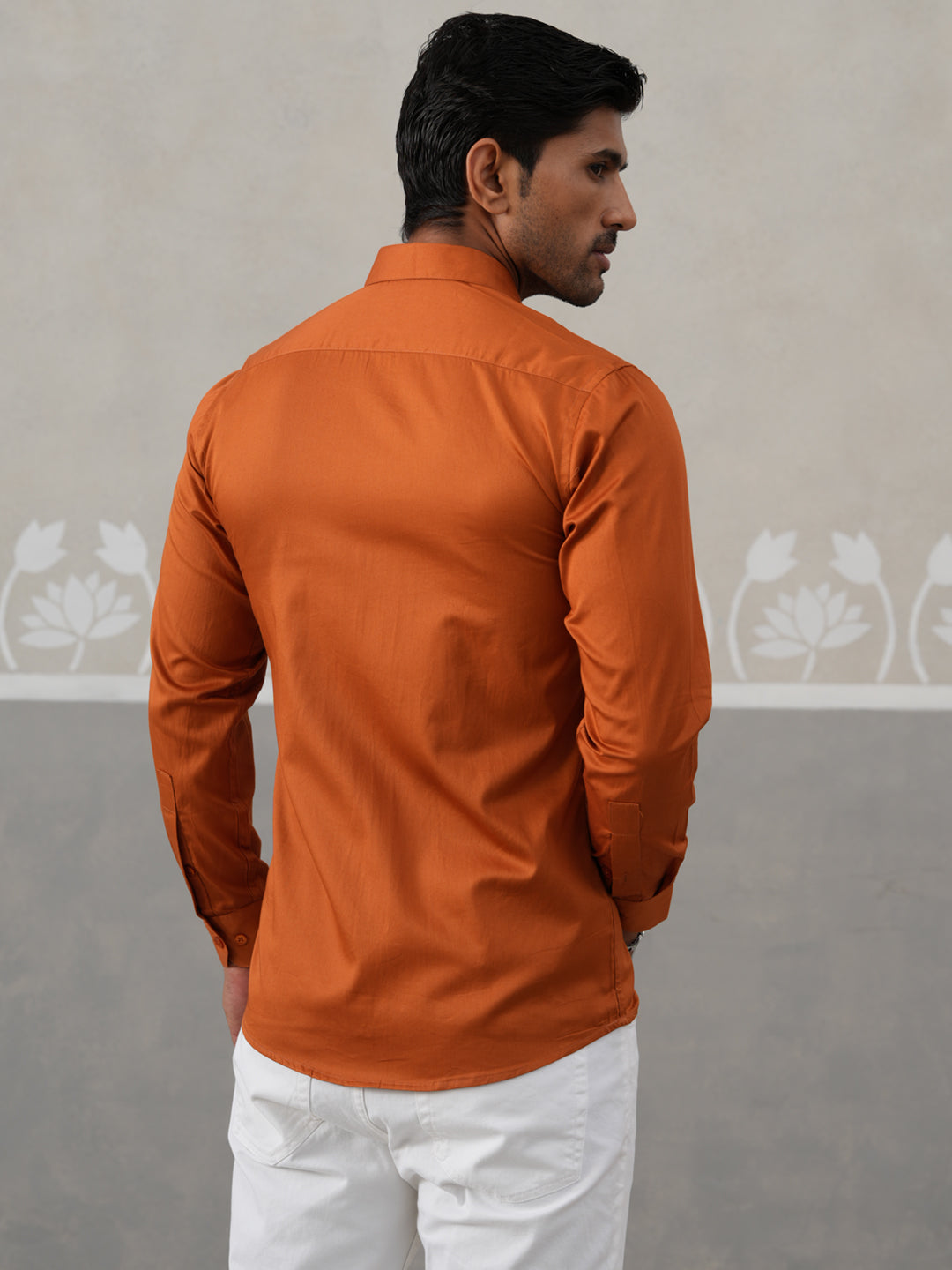 Satin Lycra Solid Casual Shirt for Men ( RDSH 008Orange )