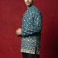 Men's Cotton Blend Printed Kurta ( 65KO 5593Teal ) [FF] [H-9]