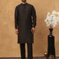 Embroidered Nehru Jacket Set with Solid Kurta Pyjama (65KPWC 592B 4150 Black )