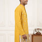 Men's Silk-Blend Embroidered Kurta ( 65KO 5637 Mustard )