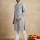 Men's Foil Print Traditional Kurta Pyjama ( 65KP W F 5630 Grey )