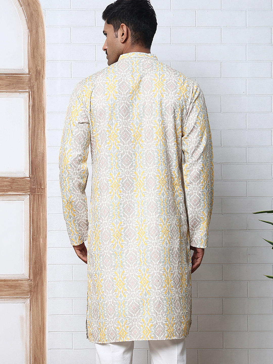 Thread Work & Printed Silk Blend Kurtas ( ANMKO 279Yellow )  [RT] [L-3]