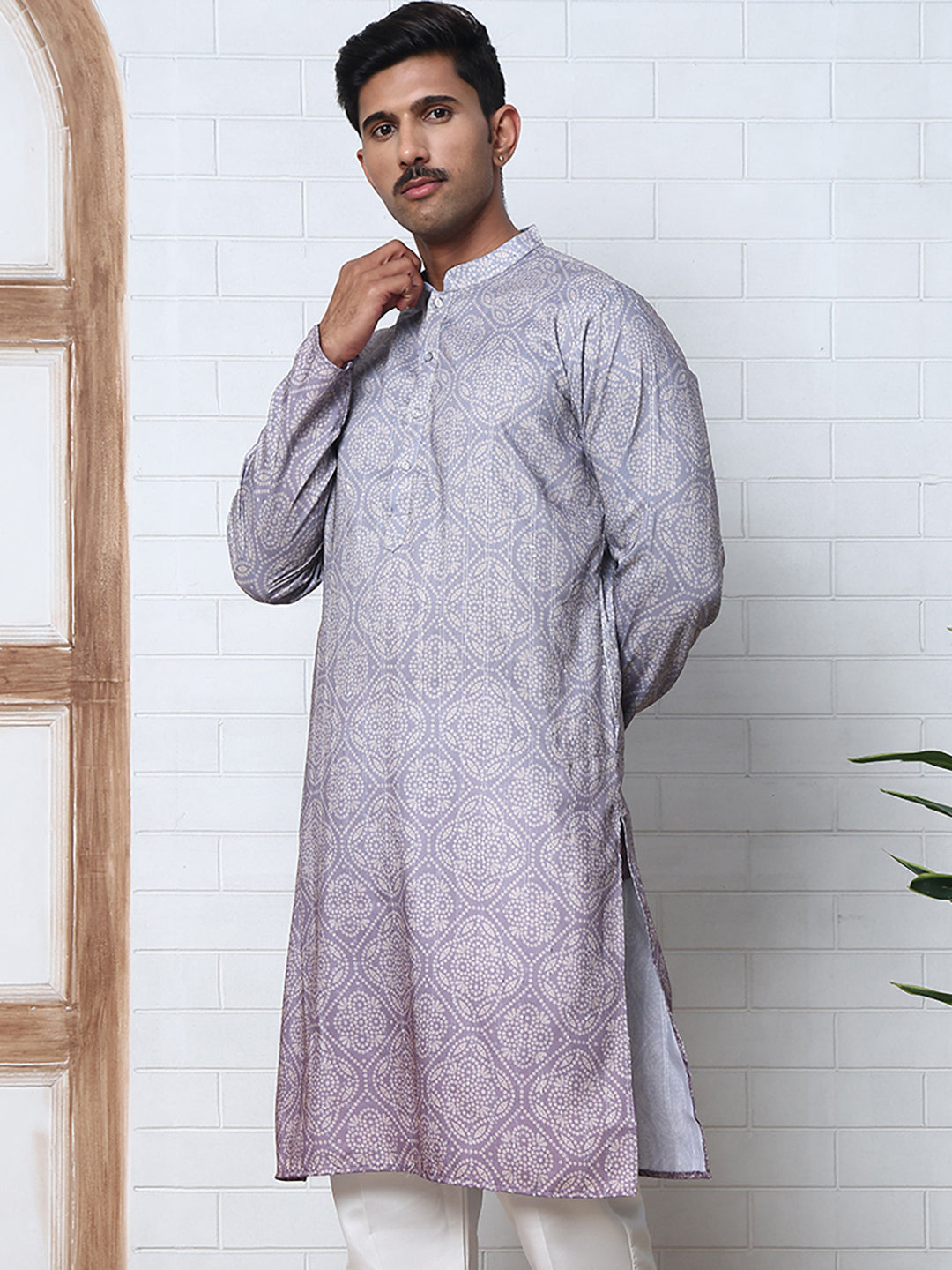 Bandhani Print Thread-Work Kurtas ( ANMKO 291Grey )  [RT] [L-5]