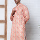 Men's Festive Sequins & Thread Work Kurtas ( ANMKO 288Peach )  [RT] [C-3]