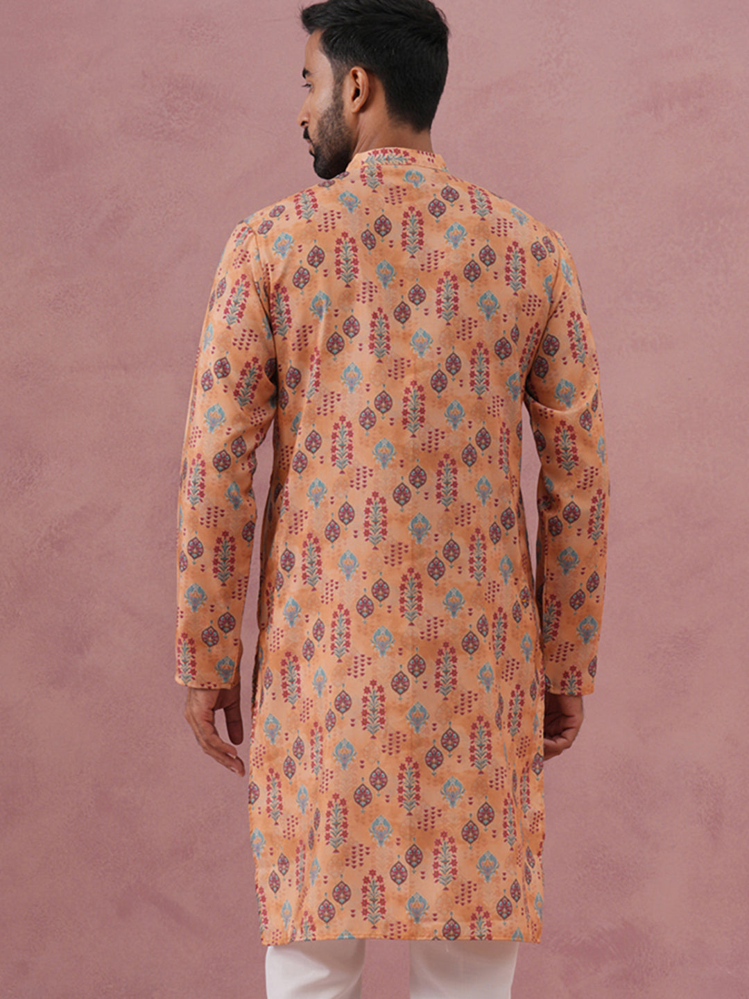 Traditional Printed Cotton Blend Kurtas ( ANMKO 277Orange )  [RT] [L-3]