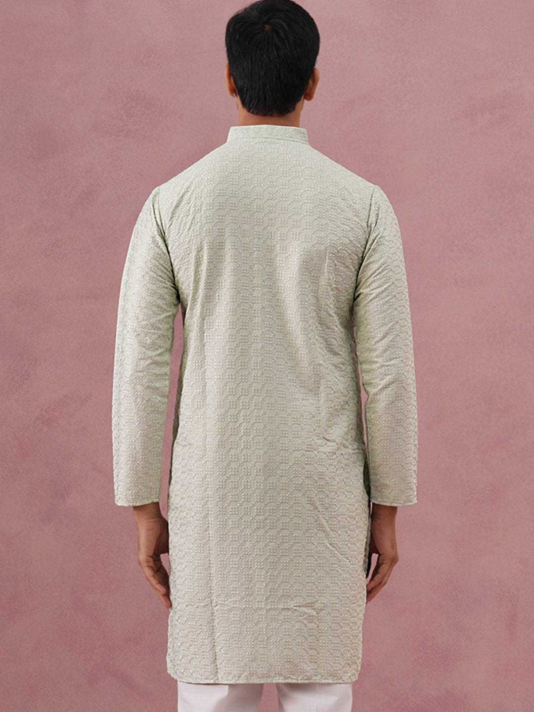 Silk Blend Embroidered Kurtas ( ANMKO 301Pista )  [RT] [L-6]