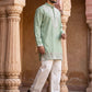 Embroidered Cotton Blend Kurta with Korean Pants ( 65KP PJ11W C 5639 Green )