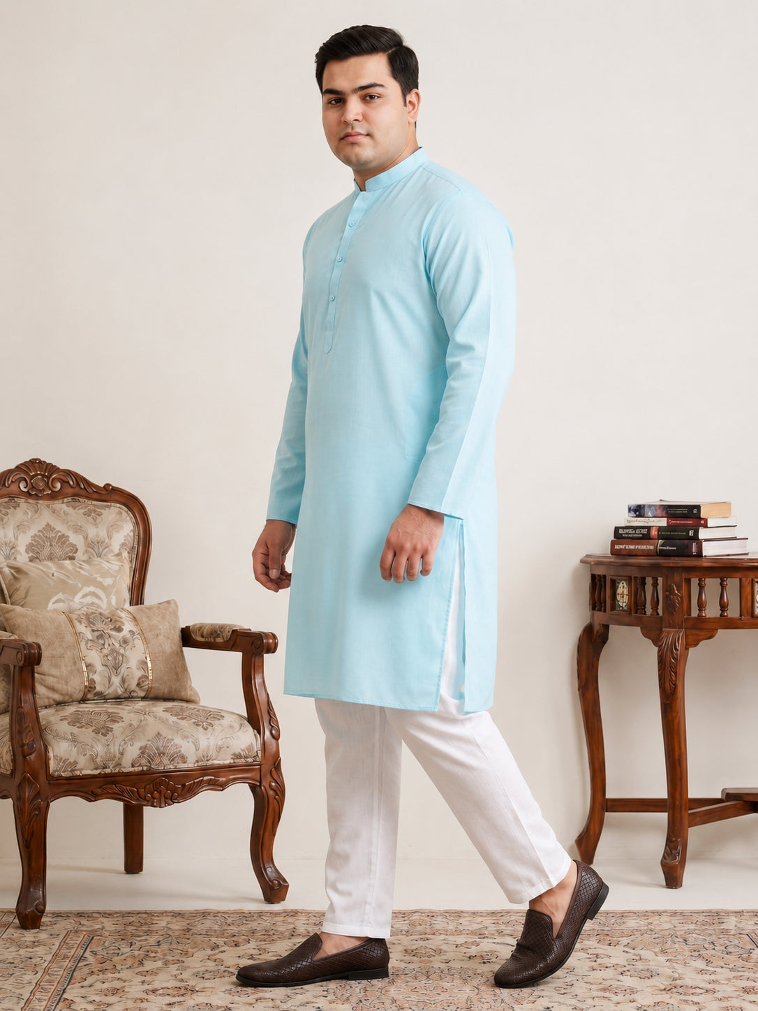 Solid Cotton Kurta Set for Men