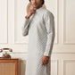 Men's Foil Print Traditional Kurta ( 65KO 5642 White )