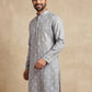 Men's Foil Print Traditional Kurta ( 65KO 5630 Grey )