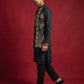 Men's Embroidered Waistcoat and Kurta Pyjama ( JOKPWCS 5080Black )