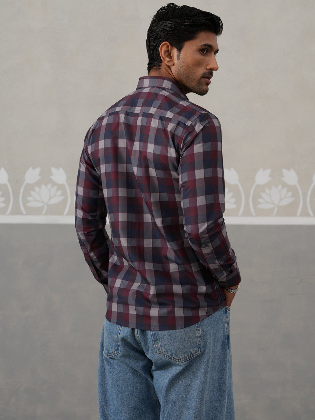 Checked Cotton Casual Shirt for Men ( RDSH 033Navy )