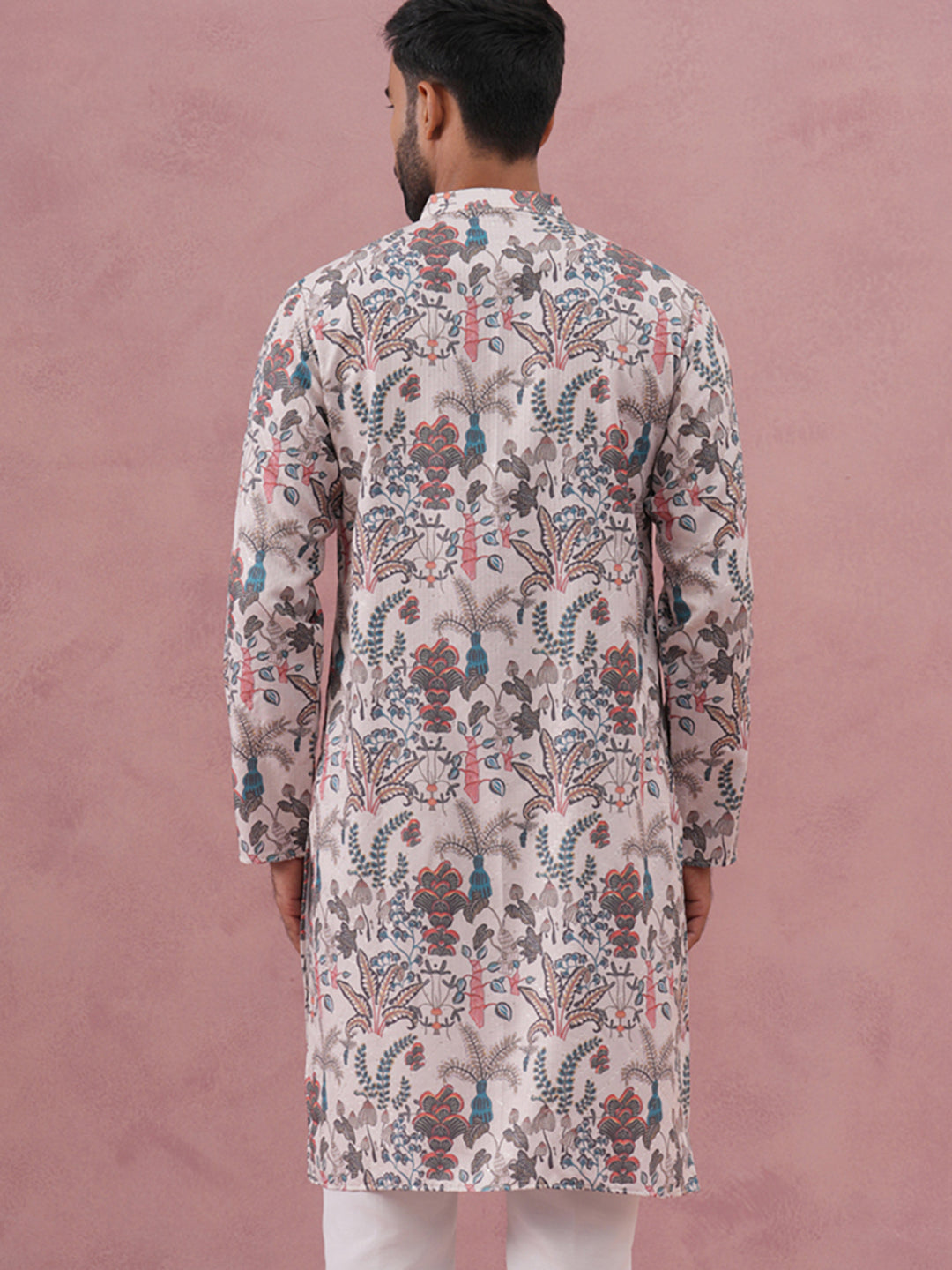 Men’s Stylish Printed Cotton Blend Kurtas ( ANMKO 274Blue )  [RT] [N-6]