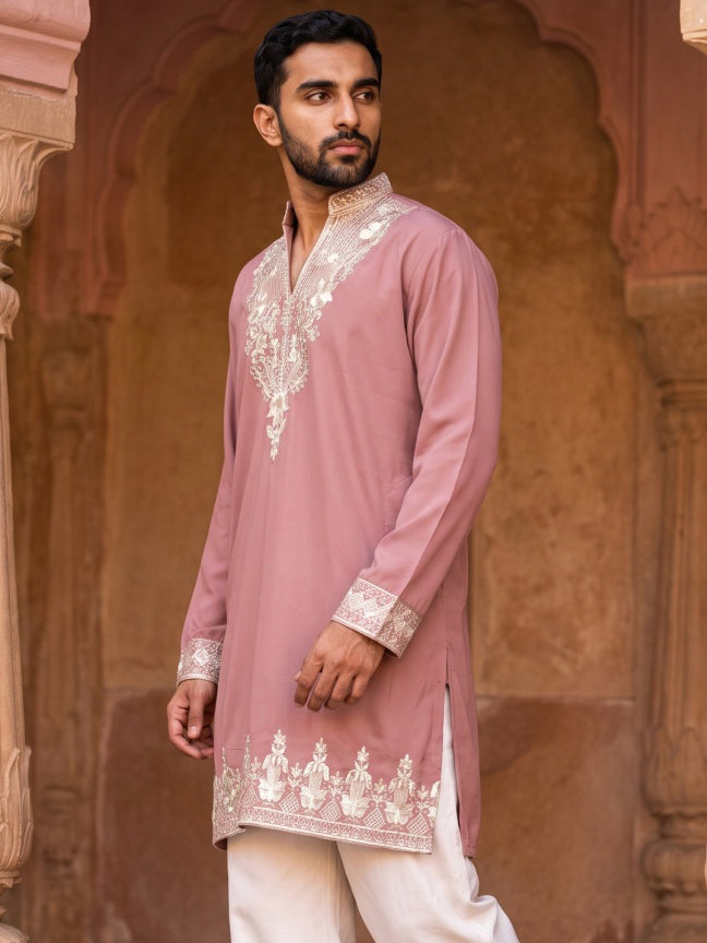 Embroidered Japanese Fabric Kurta ( 65KO 5638 Magenta )