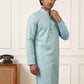 Men's Foil Print Traditional Kurta ( 65KO 5642 Sky )