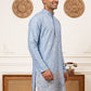 Men's Silk-Blend Embroidered Kurta ( 65KO 5637 Sky )