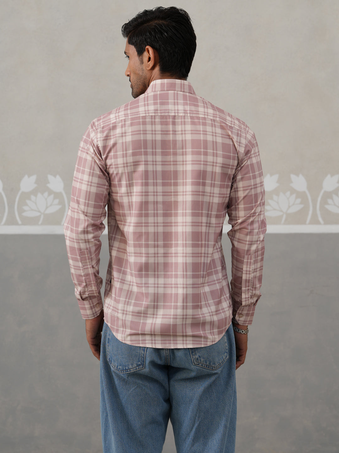 Cotton Checked Casual Shirt for Men ( RDSH 034Peach )