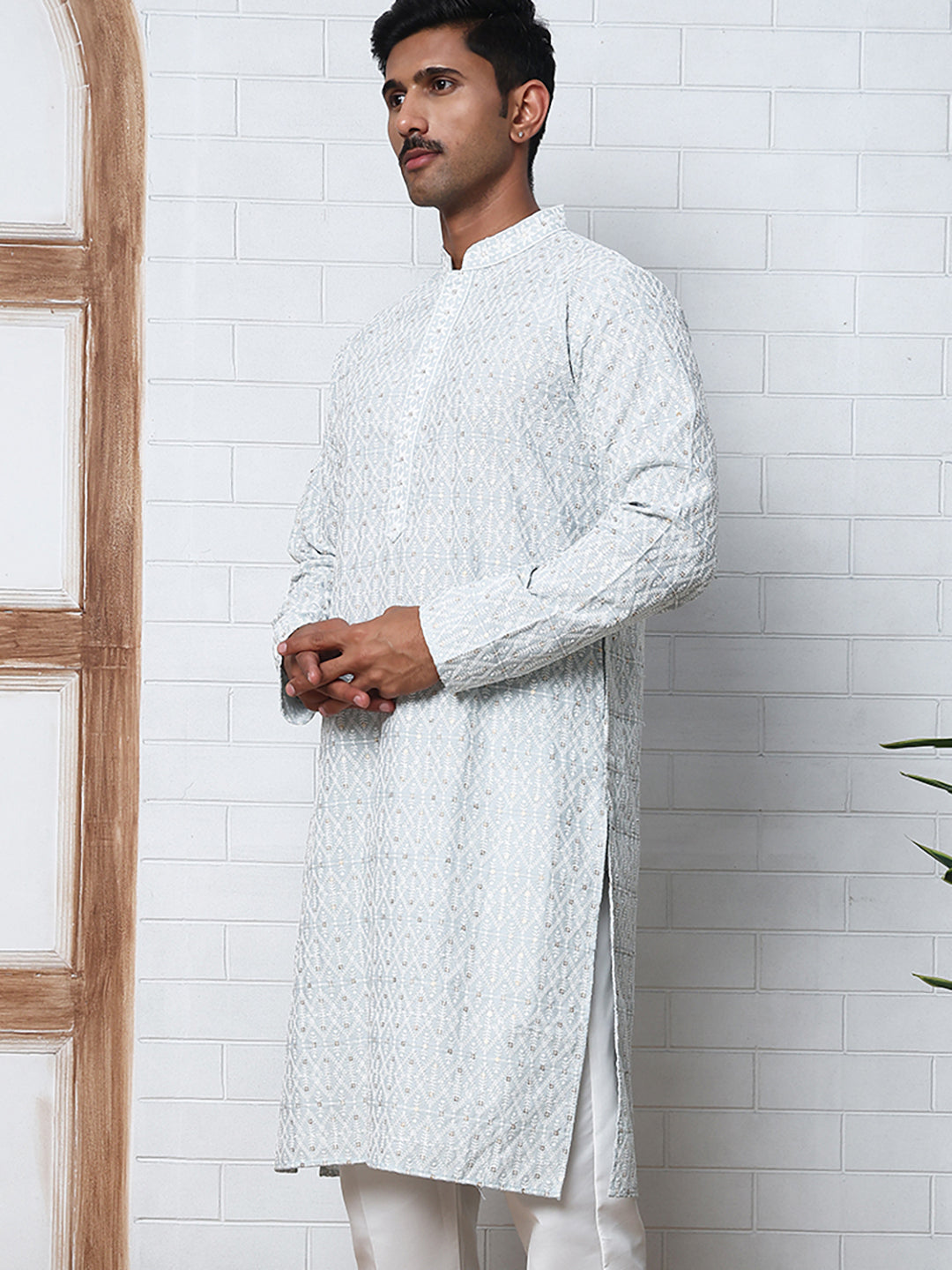 Embroidered Viscose Rayon Kurta ( ANMKO 280Blue )  [RT] [M-6]