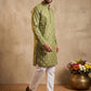 Men's Foil Print Traditional Kurta Pyjama ( 65KP W F 5630 Olive )