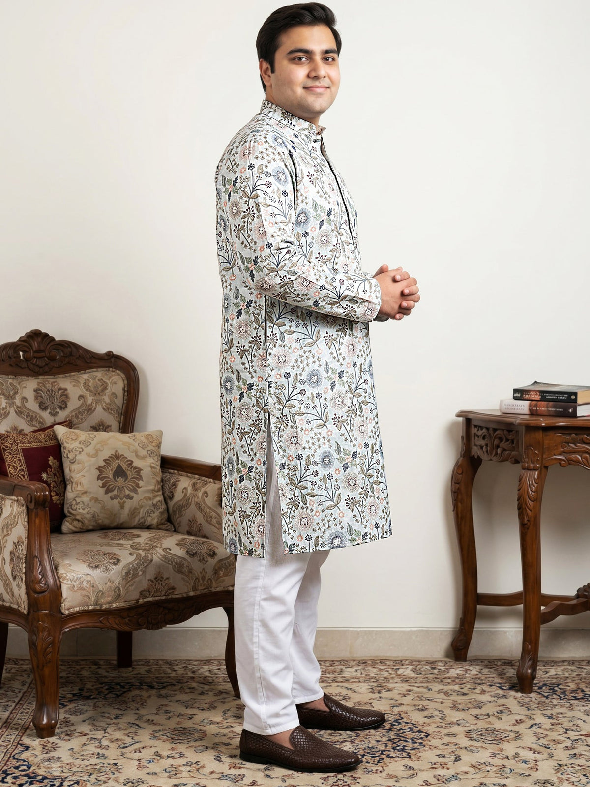 Embroidered Kurta Set For Men ( JOKP P 5227White XXLxx )