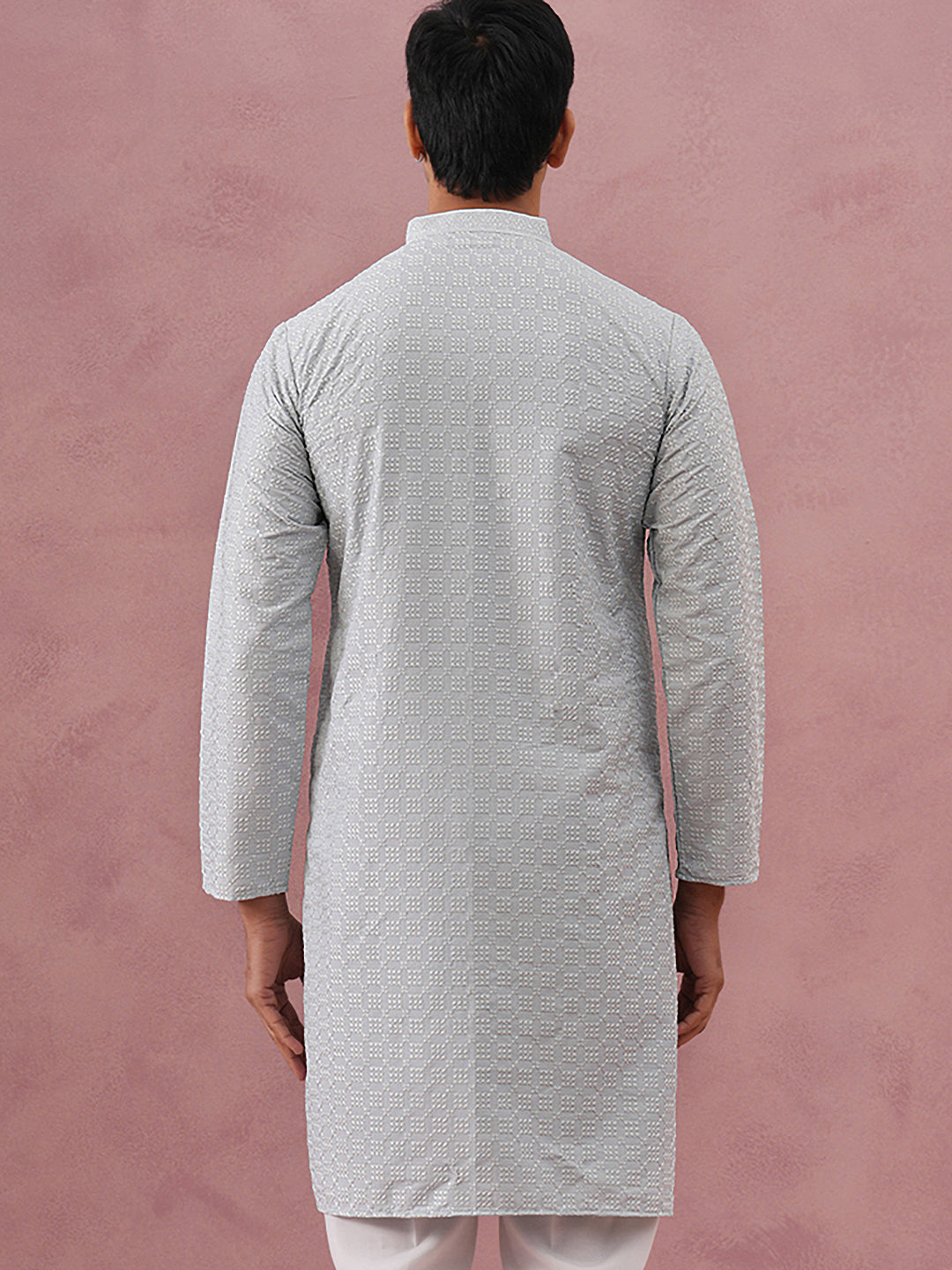 Silk Blend Embroidered Kurtas ( ANMKO 301Silver )  [RT] [L-6]