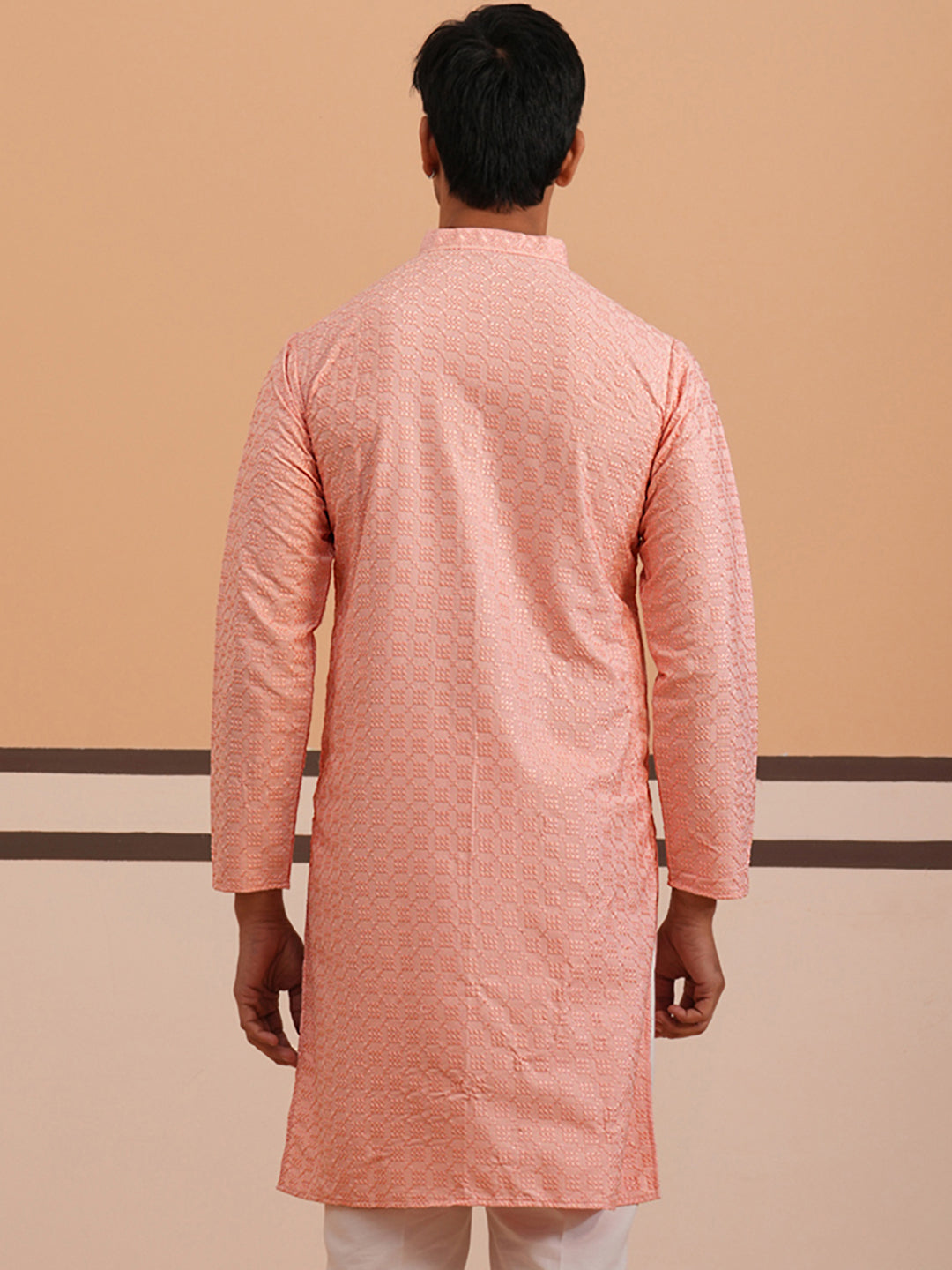 Silk Blend Embroidered Kurtas ( ANMKO 301Peach )  [RT] [L-6]