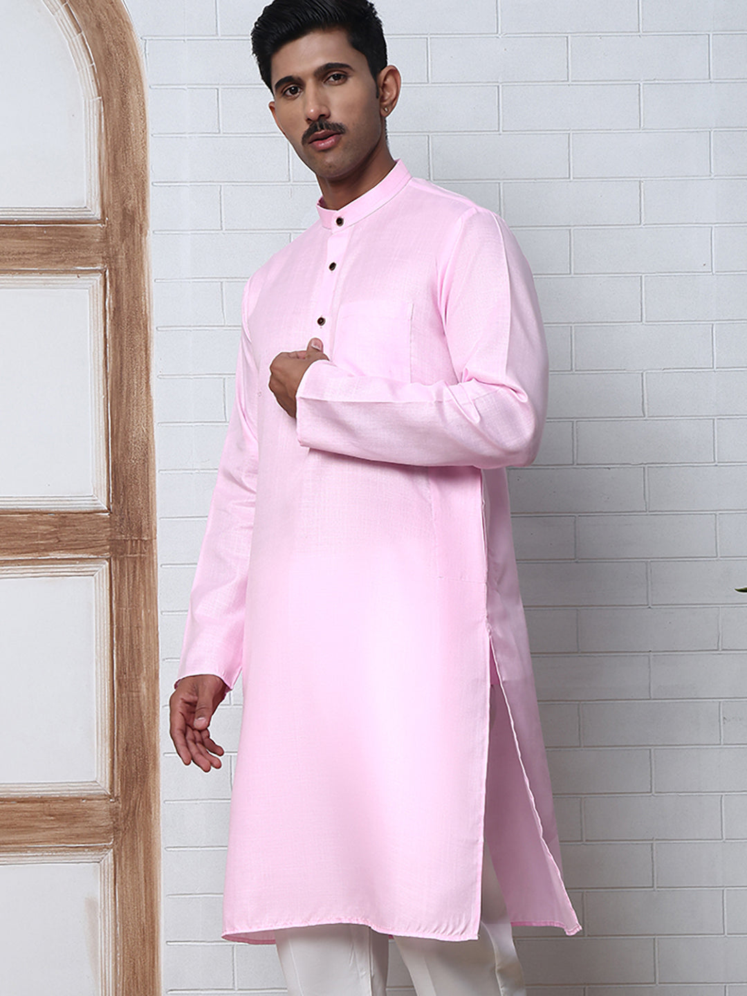 Solid Kurta for Men ( ANMKO 273Pink )  [RT] [H-3]