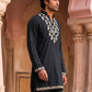 Japanese Fabric Designer Embroidered Kurta ( 65KO 5633 Black )