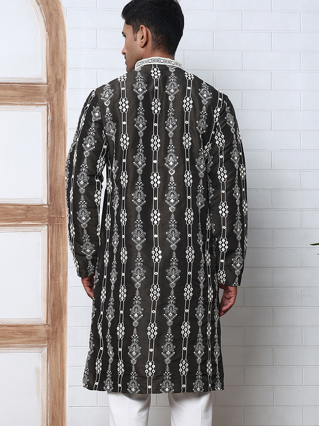 Festival Silk Blend Embroidered Kurtas ( ANMKO 276Olive )  [RT] [N-6]