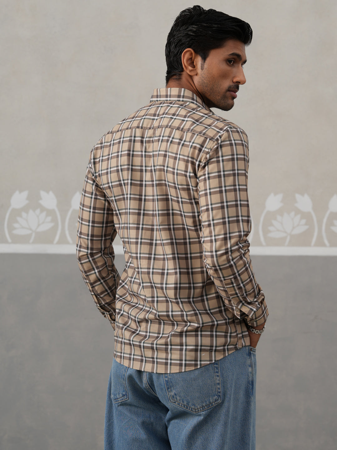 Checked Cotton Casual Shirt for Men ( RDSH 031Beige )