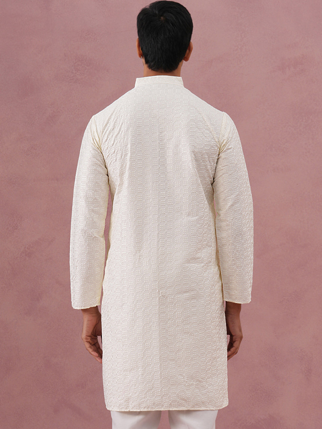 Silk Blend Embroidered Kurtas ( ANMKO 301Cream )  [RT] [L-6]