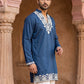 Cotton Blend Embroidered Kurta for Men ( 65KO 5634 Peacock )