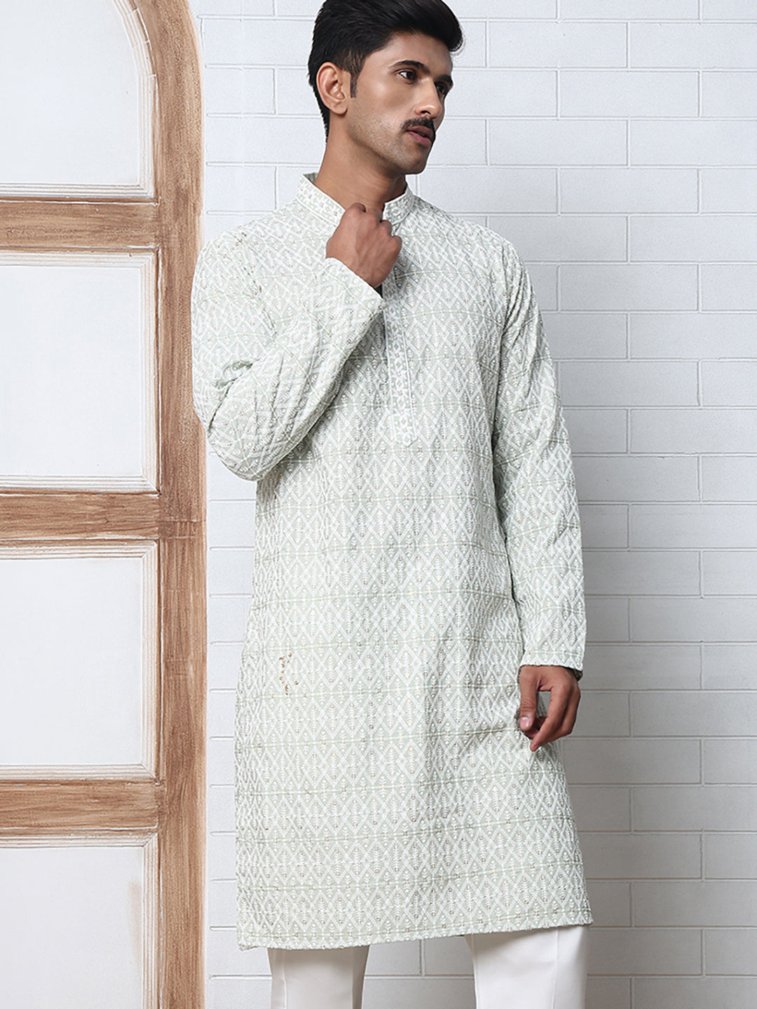 Embroidered Viscose Rayon Kurta ( ANMKO 280Lime )  [RT] [M-6]