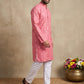 Men's Foil Print Traditional Kurta Pyjama ( 65KP W F 5630 Coral )