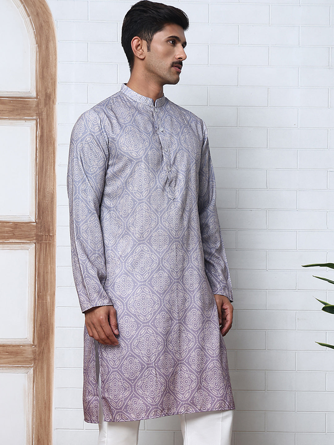 Bandhani Print Thread-Work Kurtas ( ANMKO 291Grey )  [RT] [L-5]