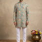 Floral Print & Thread Work Kurta Pyjama Set ( 65KP W P 5631 Blue )