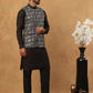 Embroidered Nehru Jacket Set with Solid Kurta Pyjama (65KPWC 592B 4150 Black )