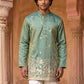 Silk Blend Embroidered Kurta for Men ( 65KO 5632 Green )