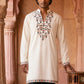 Japanese Fabric Designer Embroidered Kurta ( 65KO 5633 White )